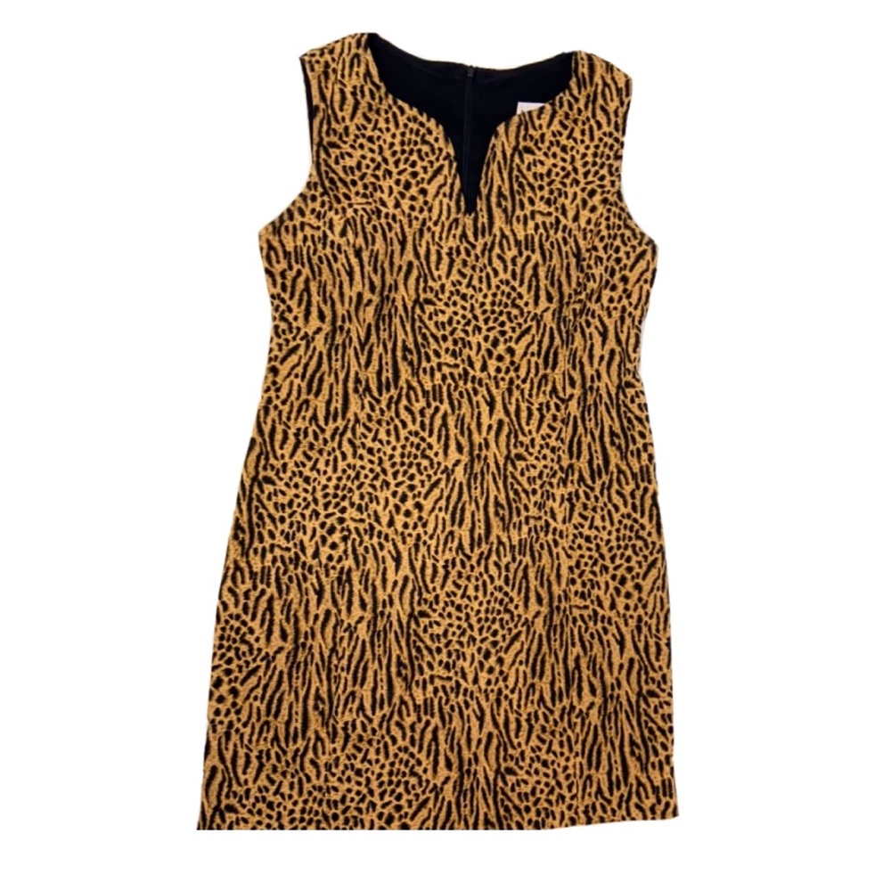 FINAL🚨DONATING SOON‼️ Vintage Leopard Split Neck Sheath Dress 🐆🐾